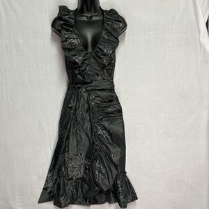 NWT Eva Franco Mary Dress Grey Gardens Ruffle Floral Midi Dress Dark Romantic 6